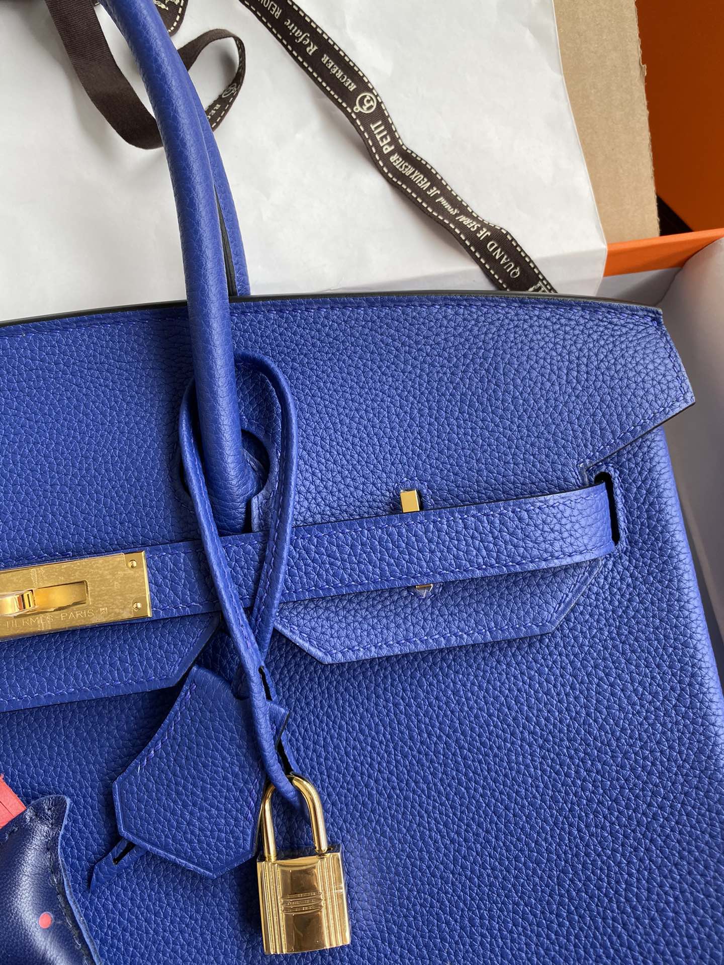 Hermes Birkin 35CM Togo Leather Handbag Blue Royal